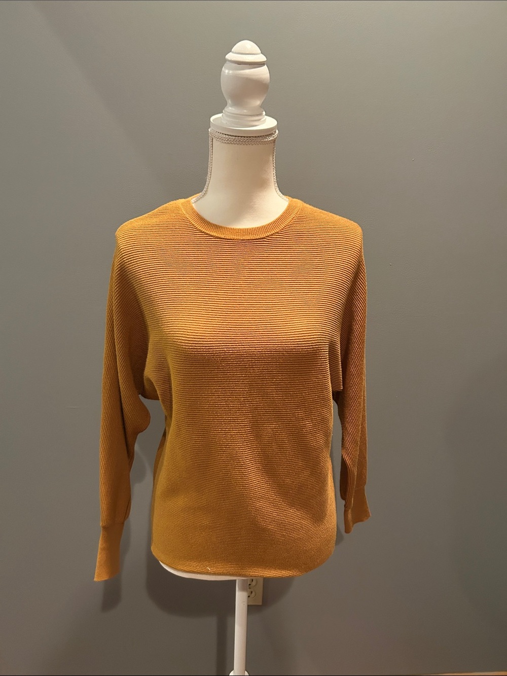 Carmen Marc Valvo Mustard Lightweight Crewneck Sweater